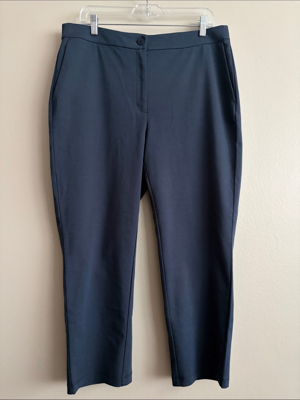Eileen Fisher Blue Organic Cotton Ponte Tapered Pants Size L